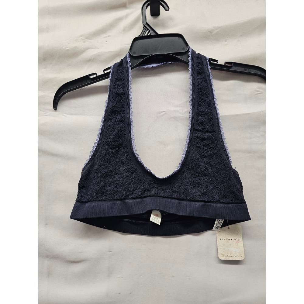 Free People Womens Halter Bralette Black Polyamide Blend Casual Size L/XL